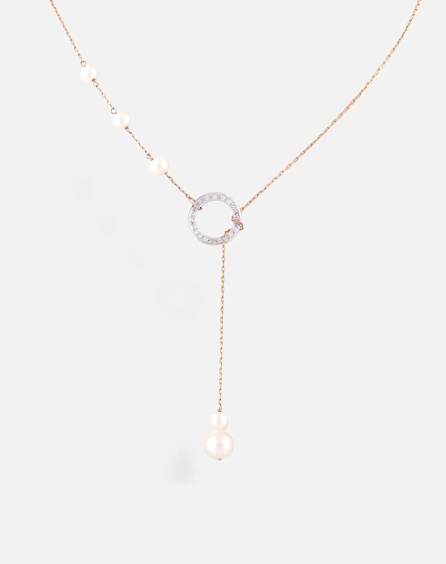 Pearl Circle Lariat Necklace