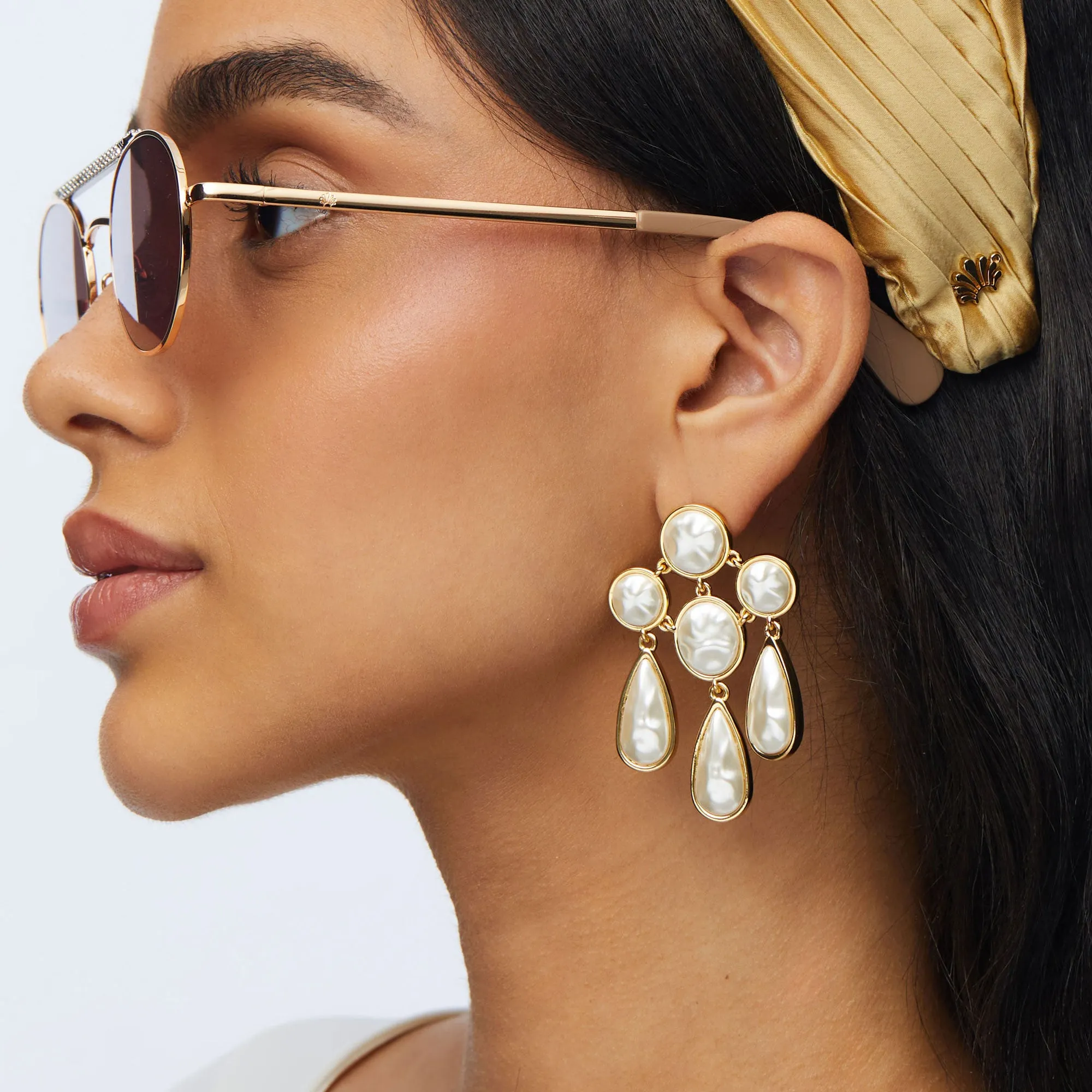 PEARL REFLECTION CHANDELIER EARRINGS