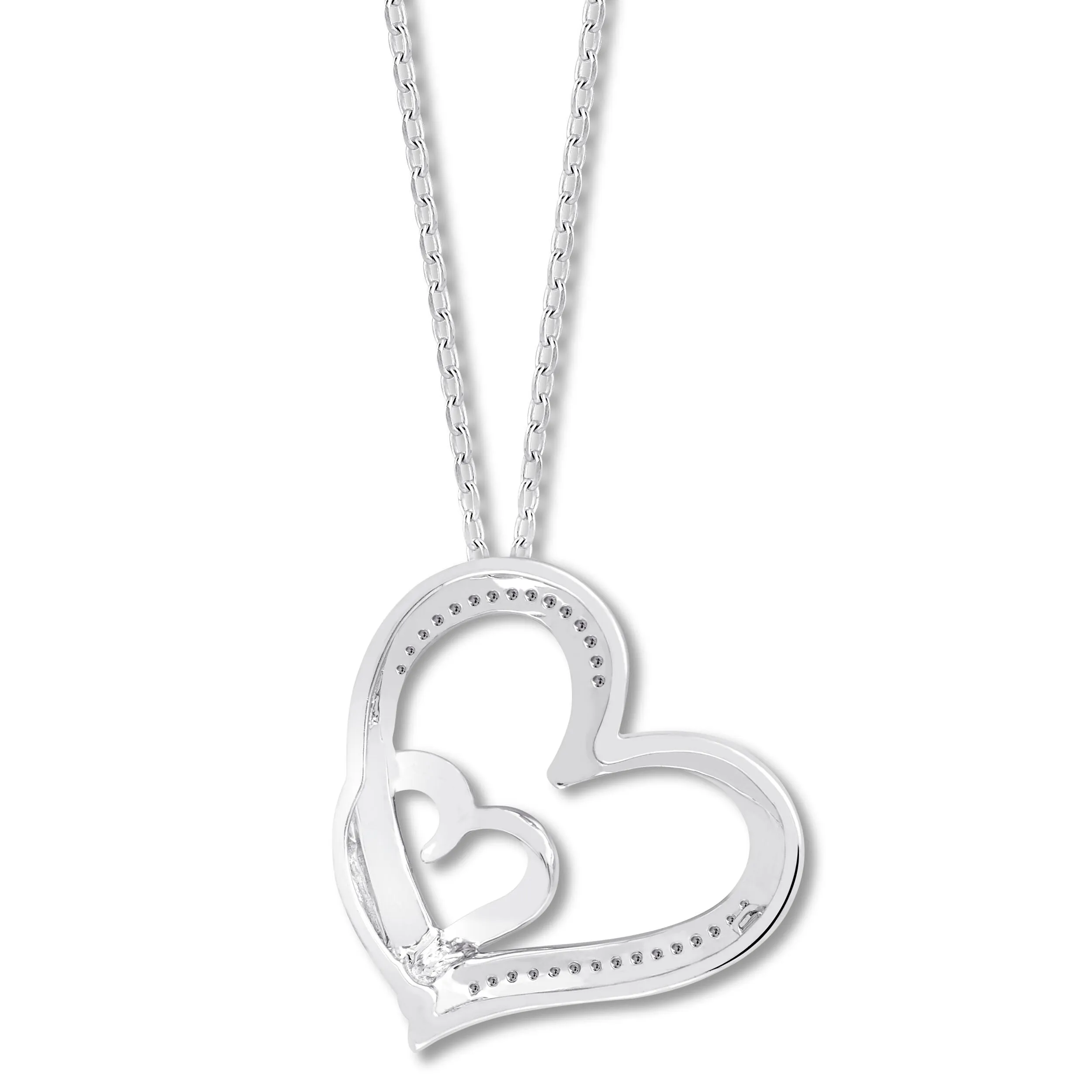 Pre-Owned Kay 1/20 ct Round-cut Diamond Heart Necklace in Sterling Silver