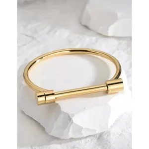 Pulse Gold Screw-Bar Cuff Bangle