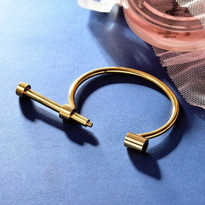 Pulse Gold Screw-Bar Cuff Bangle