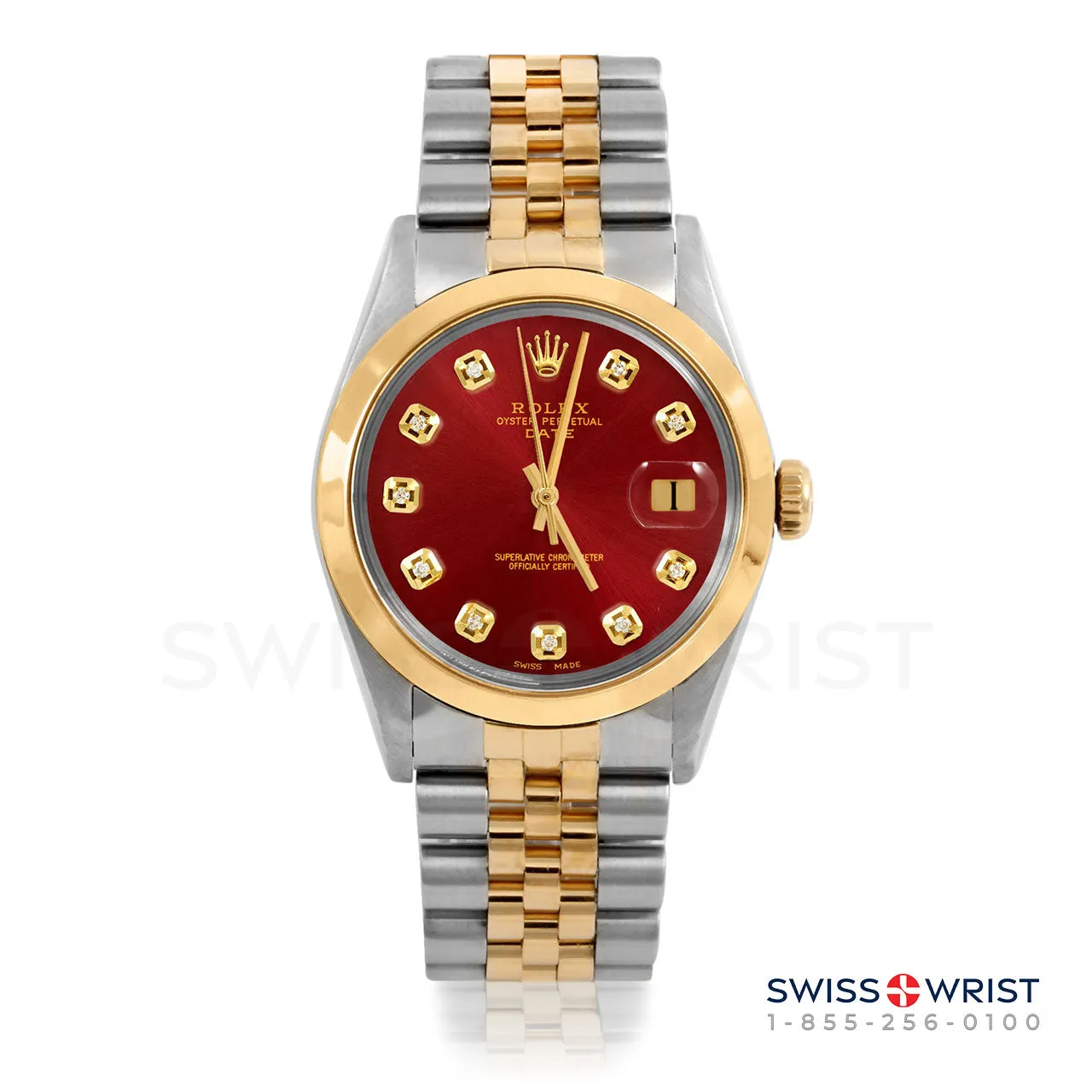 Rolex Date 34mm | 1500-TT-RED-DIA-AM-SMT-JBL