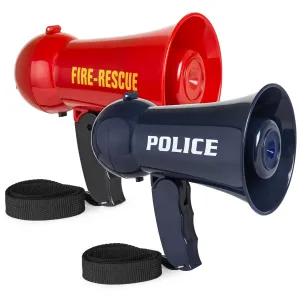 Set of 2 Kids Fire Police Megaphone Toy Set w/ Talk, Siren, Volume Control