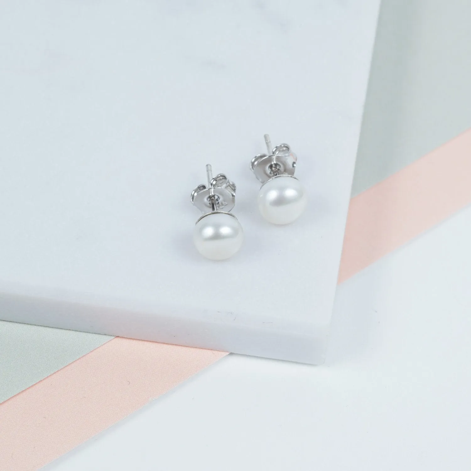 Seville White Freshwater Pearl Stud Earrings