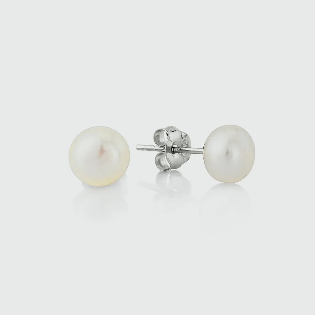 Seville White Freshwater Pearl Stud Earrings