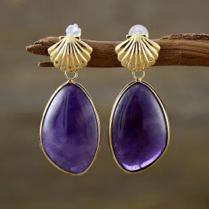 Shells Amethyst Drop Earrings