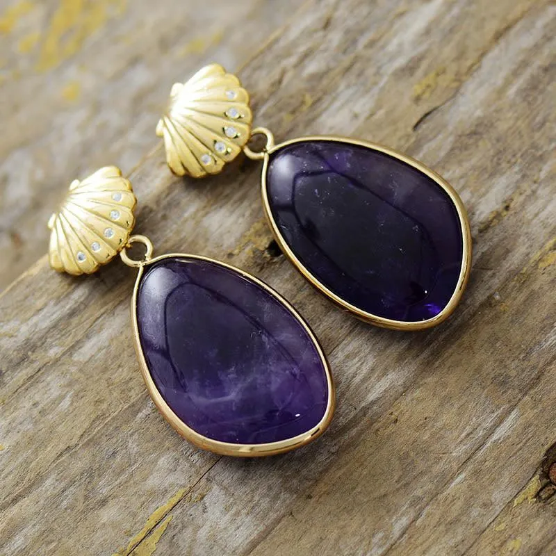 Shells Amethyst Drop Earrings