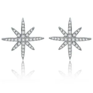 Star Stud Earrings Cubic Zirconia Gold Plated