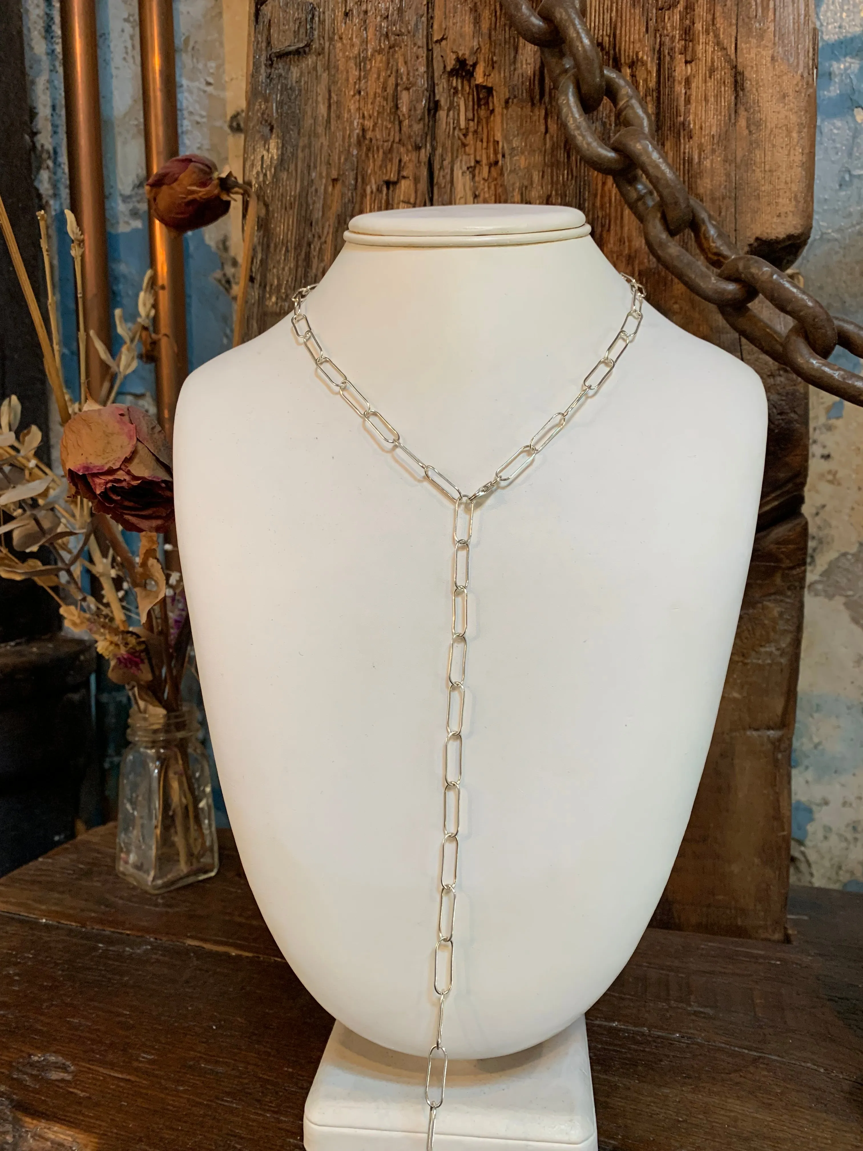 Susan Rifkin Lariat Drop Chain Necklace Paperclip | Gold Filled   Sterling Silver