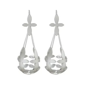 Thanaka Leaf Chandelier Earrings – Silver