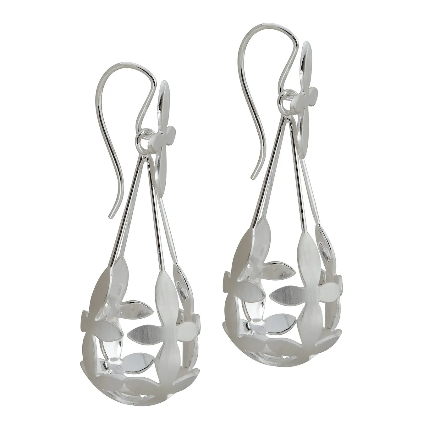 Thanaka Leaf Chandelier Earrings – Silver