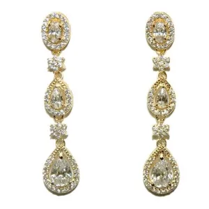 Trina Cascade Linear Gold Chandelier Earrings | 43mm