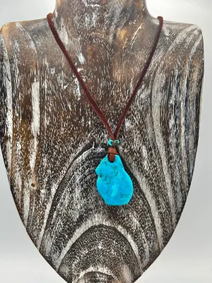 Turquoise Chunk Necklace on Leather