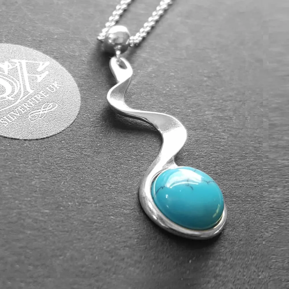 Wave Necklace With Turquoise Gemstone