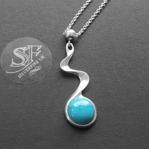 Wave Necklace With Turquoise Gemstone