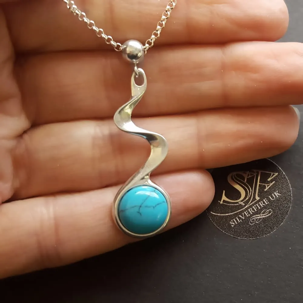 Wave Necklace With Turquoise Gemstone