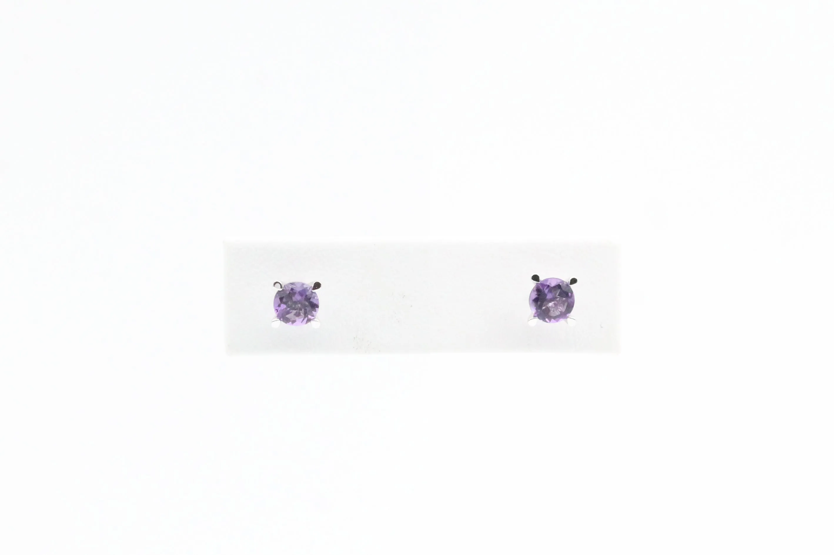 White Gold Amethyst Stud Earrings