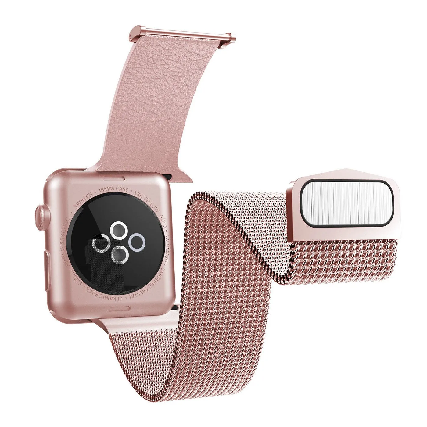 X-Doria Hybrid Mesh Genuine Leather   Stainless Steel Band for Apple Watch